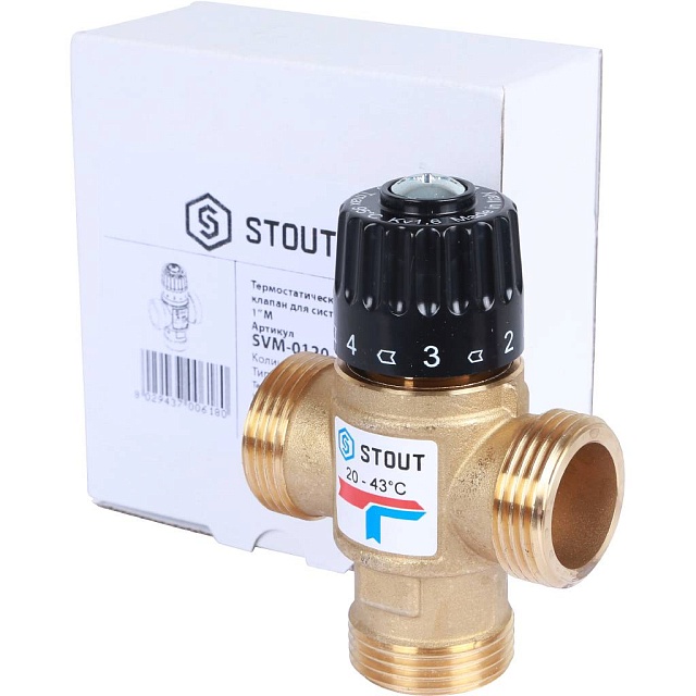 Смеситель термостатический 1 НР 20-43°С 1,6 KV STOUT SVM-0120-164325