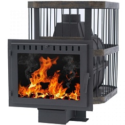 Печь банная чугунная "СИБИРЬ-24" (панорамное стекло, сетка)