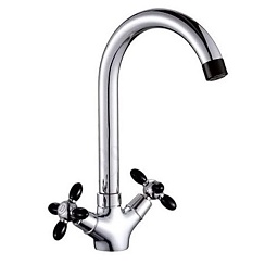 Смеситель для кухни Gota Rocio гибкий излив 2 рукоят. цвет. након.и ручк. черный G5860-6