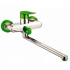 Смеситель для ванны Gota Rocio шар. излив F-35, цвет. перекл. душа, ручки зелен. G2232-11 
