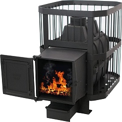 Печь банная чугунная "СИБИРЬ-24" (чугунная дверка, сетка)