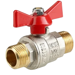 Кран шаровой N/P59 для ВОДЫ   1/2" НР/НР бабочка, латунный НИКЕЛИР-Й VALFEX VF.219.NB1.012.N/P59