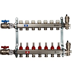 Блок коллект. с расход. 1 х 3/4 7 вых. STOUT (кран шар., термометр, воздухоот.) SMS 0907 000007